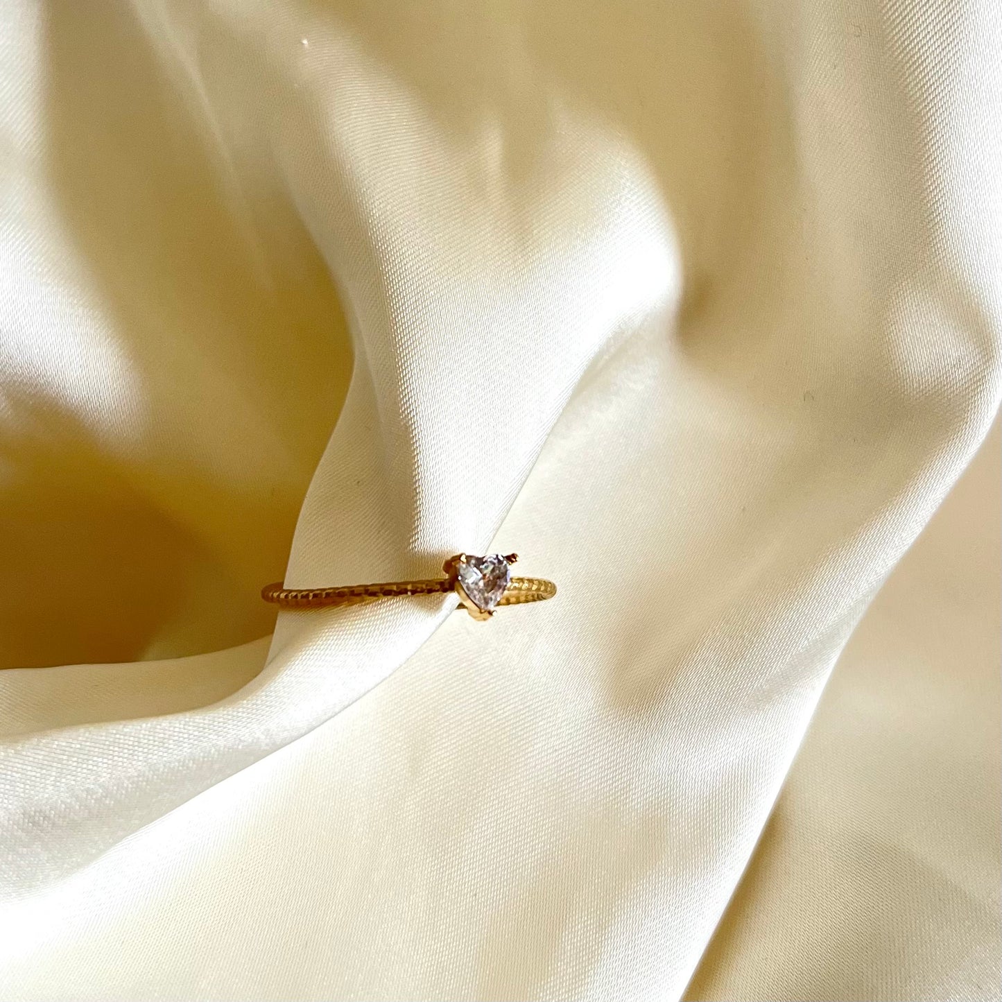 18KT Gold Plated Heart Gemstone Ring