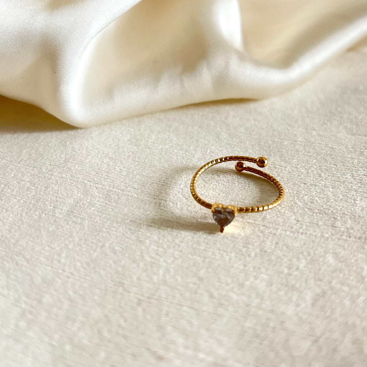 18KT Gold Plated Heart Gemstone Ring