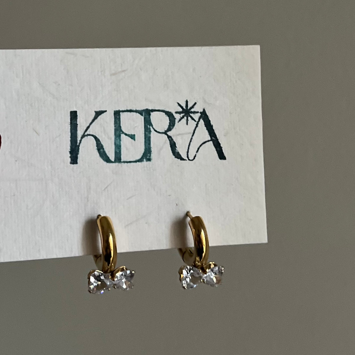 18KT Gold Plated Gemstone Bow Huggies Earrings