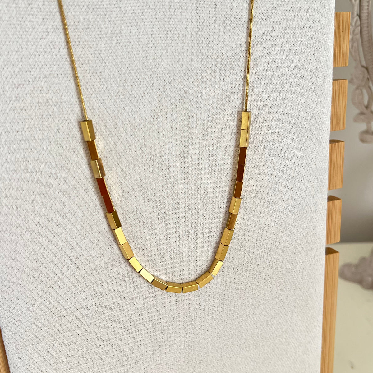 18KT Gold Plated Geometric Beads Necklace