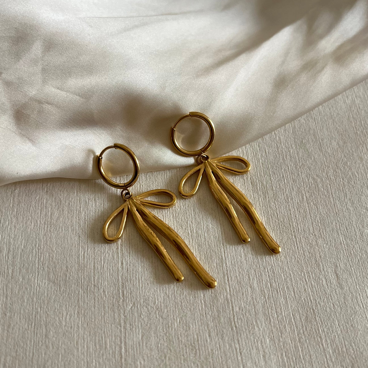 18KT Gold Plated Dropping Bow Earrings