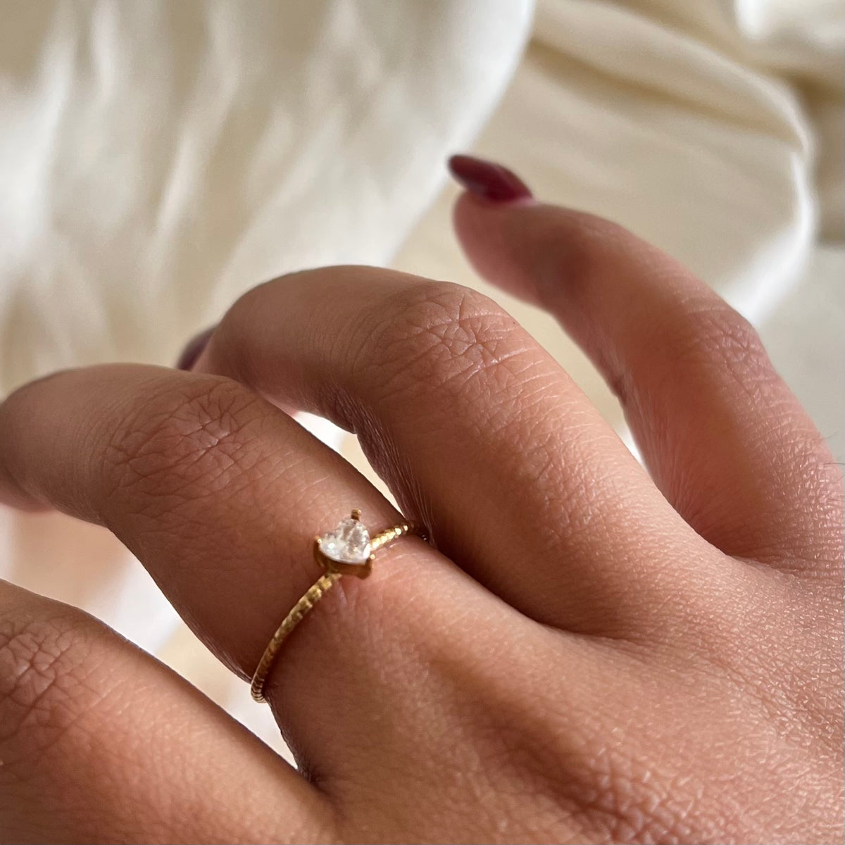 18KT Gold Plated Heart Gemstone Ring