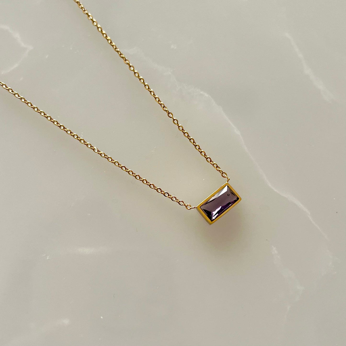 18KT Gold Plated Purple Power Gemstone Necklace
