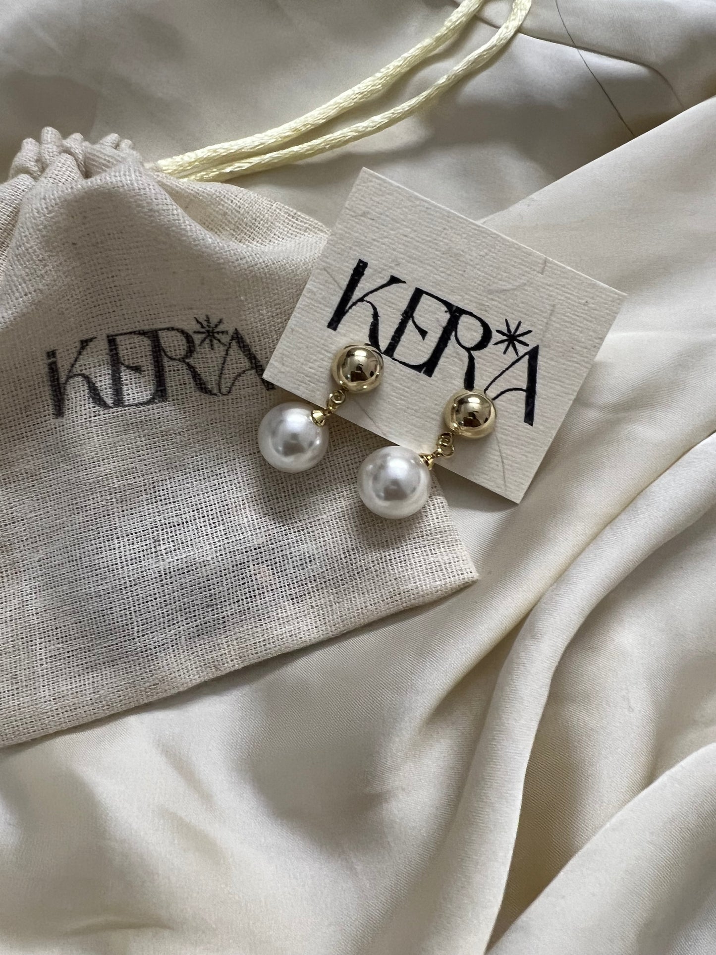 18KT Gold Plated Freshwater Pearl Tavu Earrings
