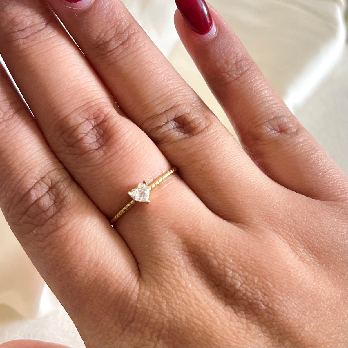 18KT Gold Plated Heart Gemstone Ring