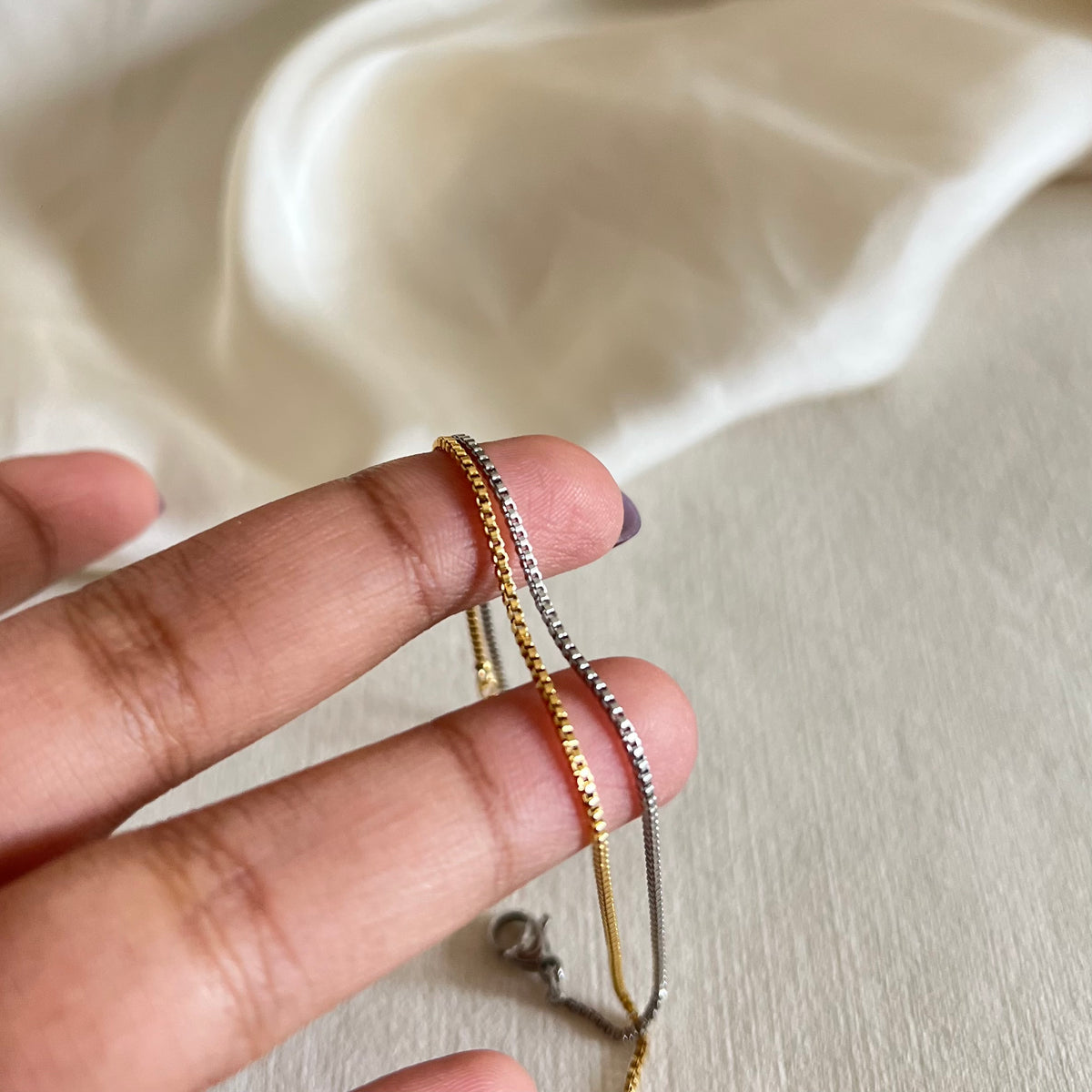 Couple Bracelet - Box Square Chain