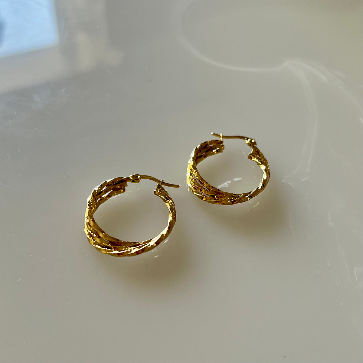 18KT Gold Plated Dressy Hoop Earrings