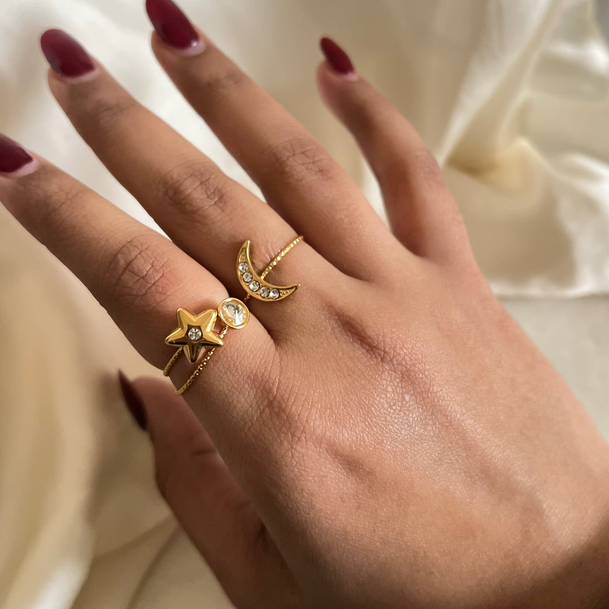 18KT Gold Plated Galaxy Set of 3 Ring Set