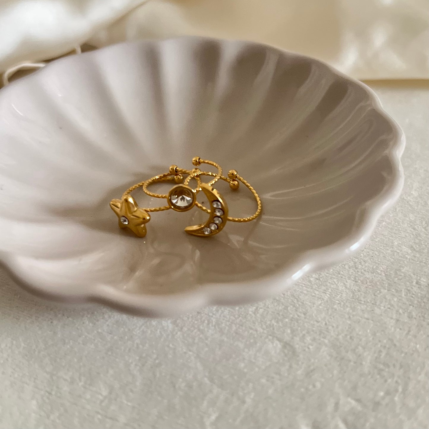 18KT Gold Plated Galaxy Set of 3 Ring Set