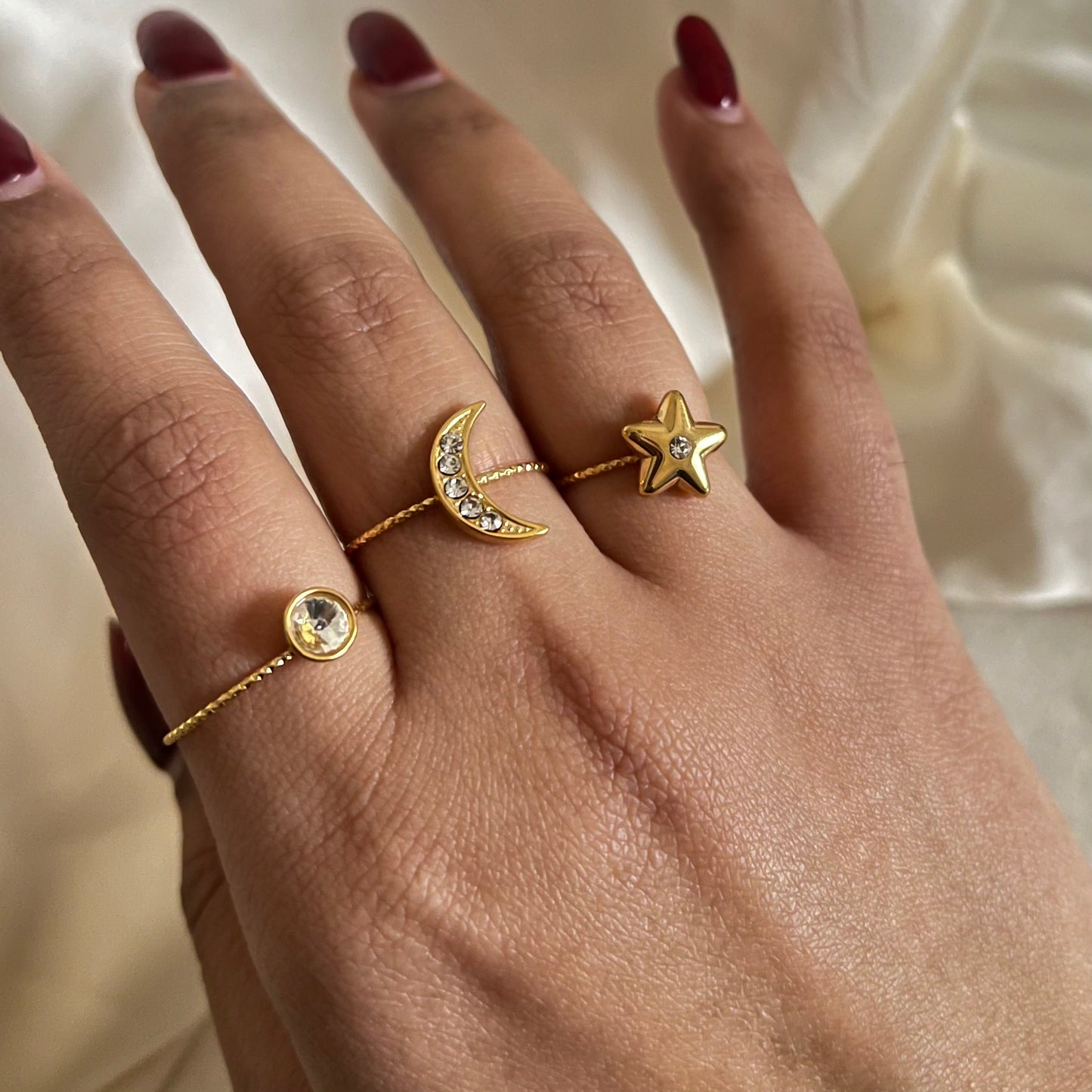18KT Gold Plated Galaxy Set of 3 Ring Set