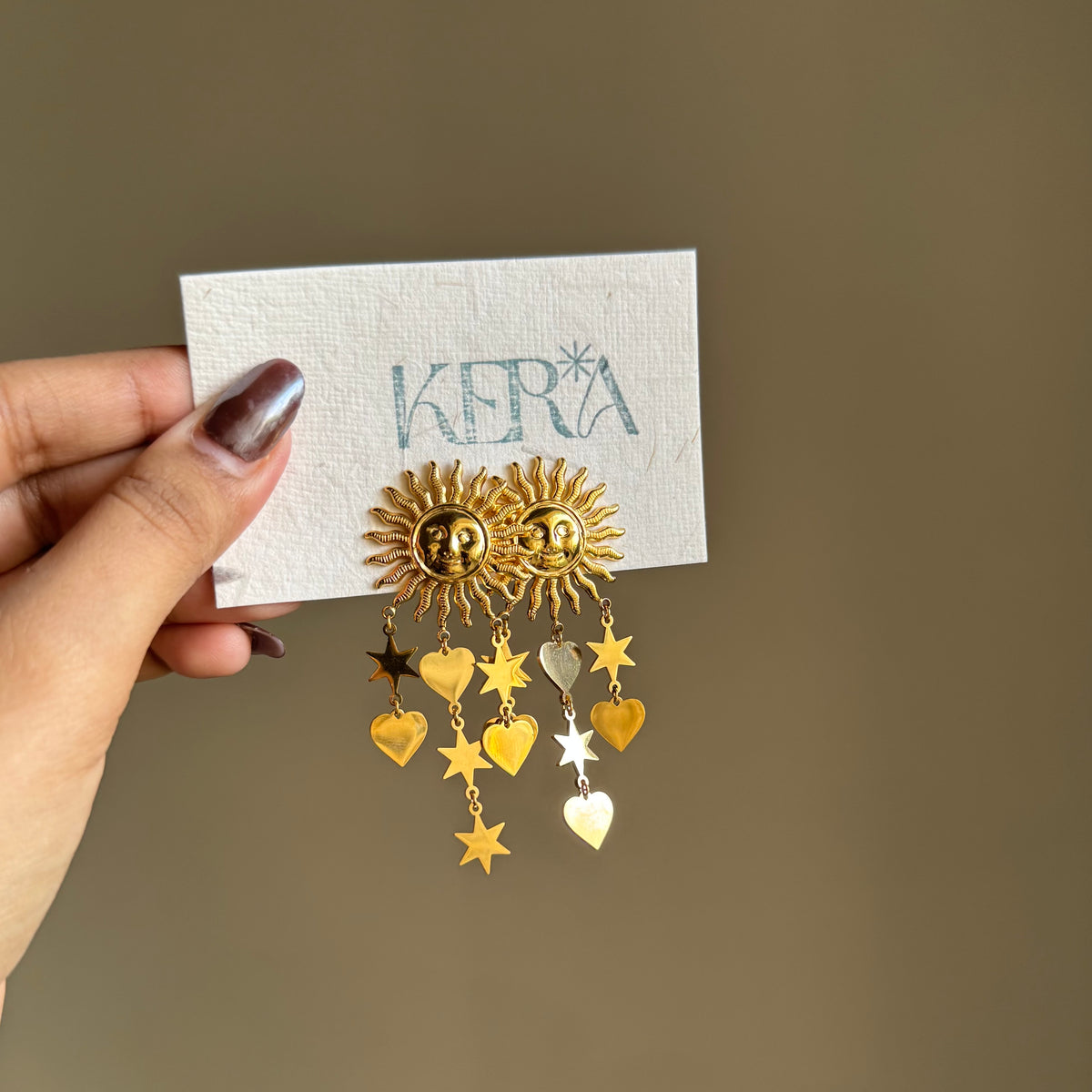 18KT Gold Plated Sun dangling earrings