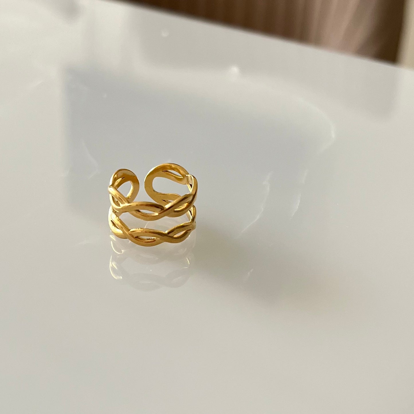 18KT Gold Plated Double Braid Ring