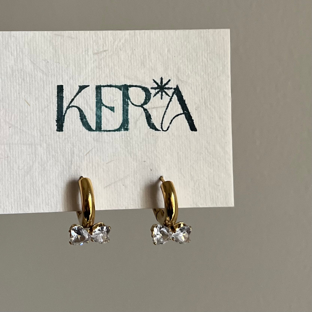 18KT Gold Plated Gemstone Bow Huggies Earrings