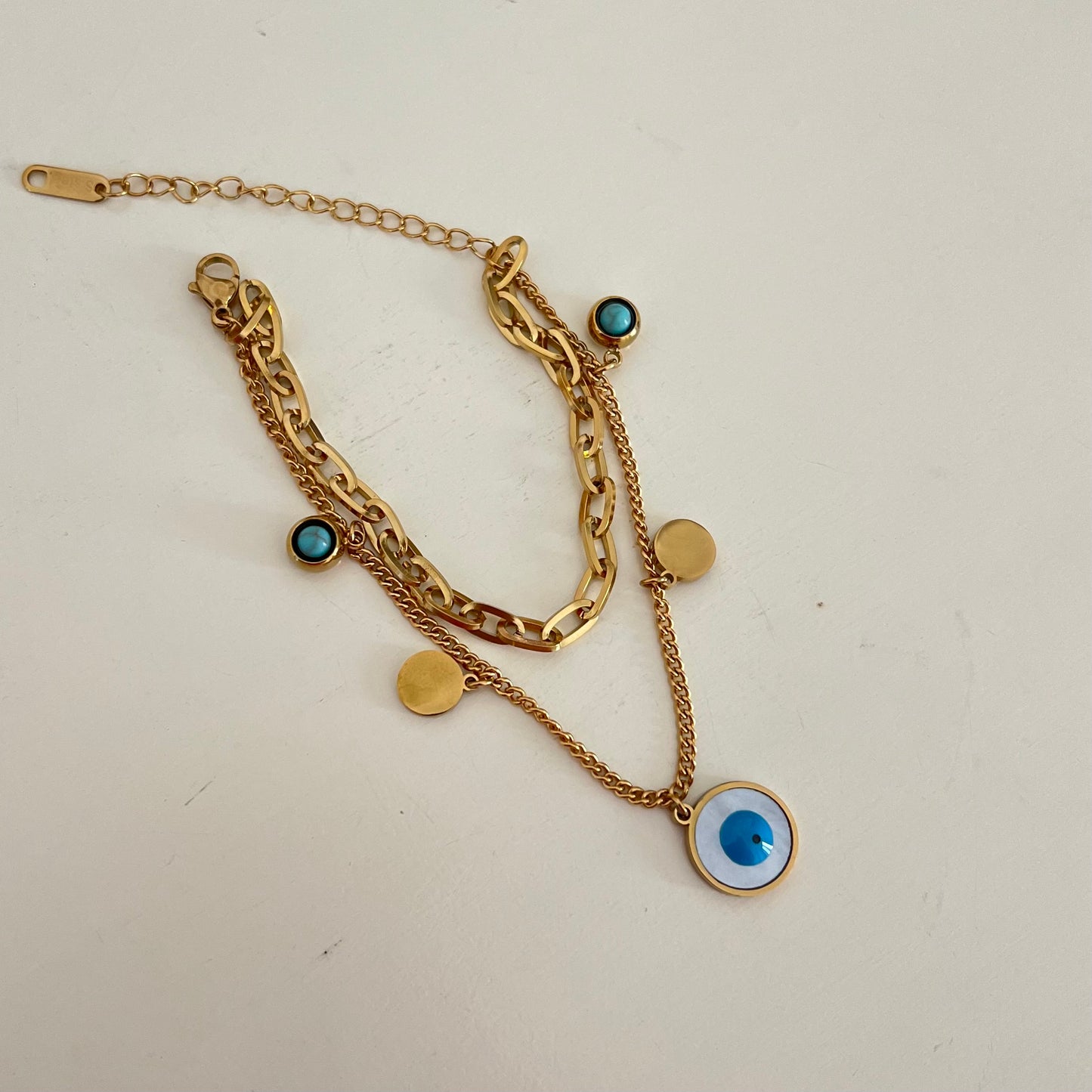 18KT Gold Plated Chunky Evil Eye Bracelet