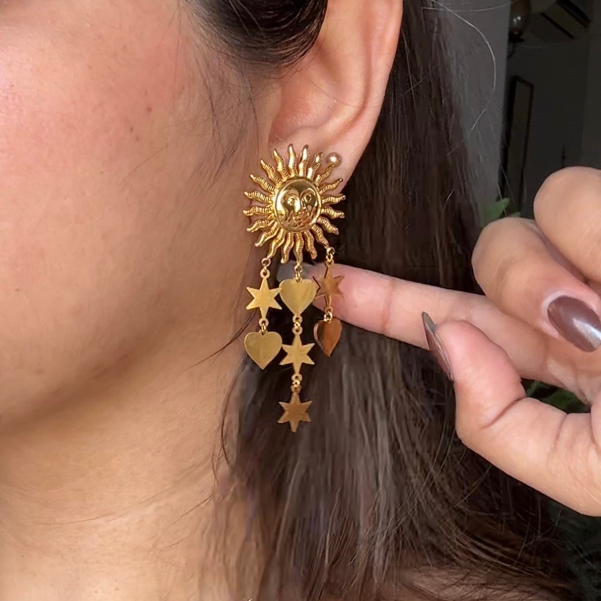 18KT Gold Plated Sun dangling earrings