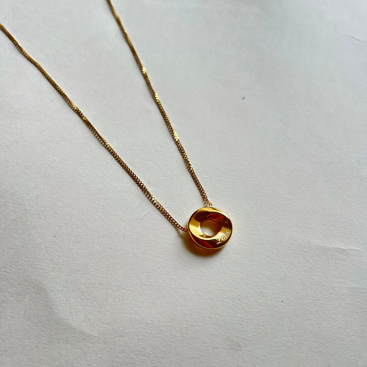 18KT Gold Plated Circle of Love Mobius Reversible Necklace