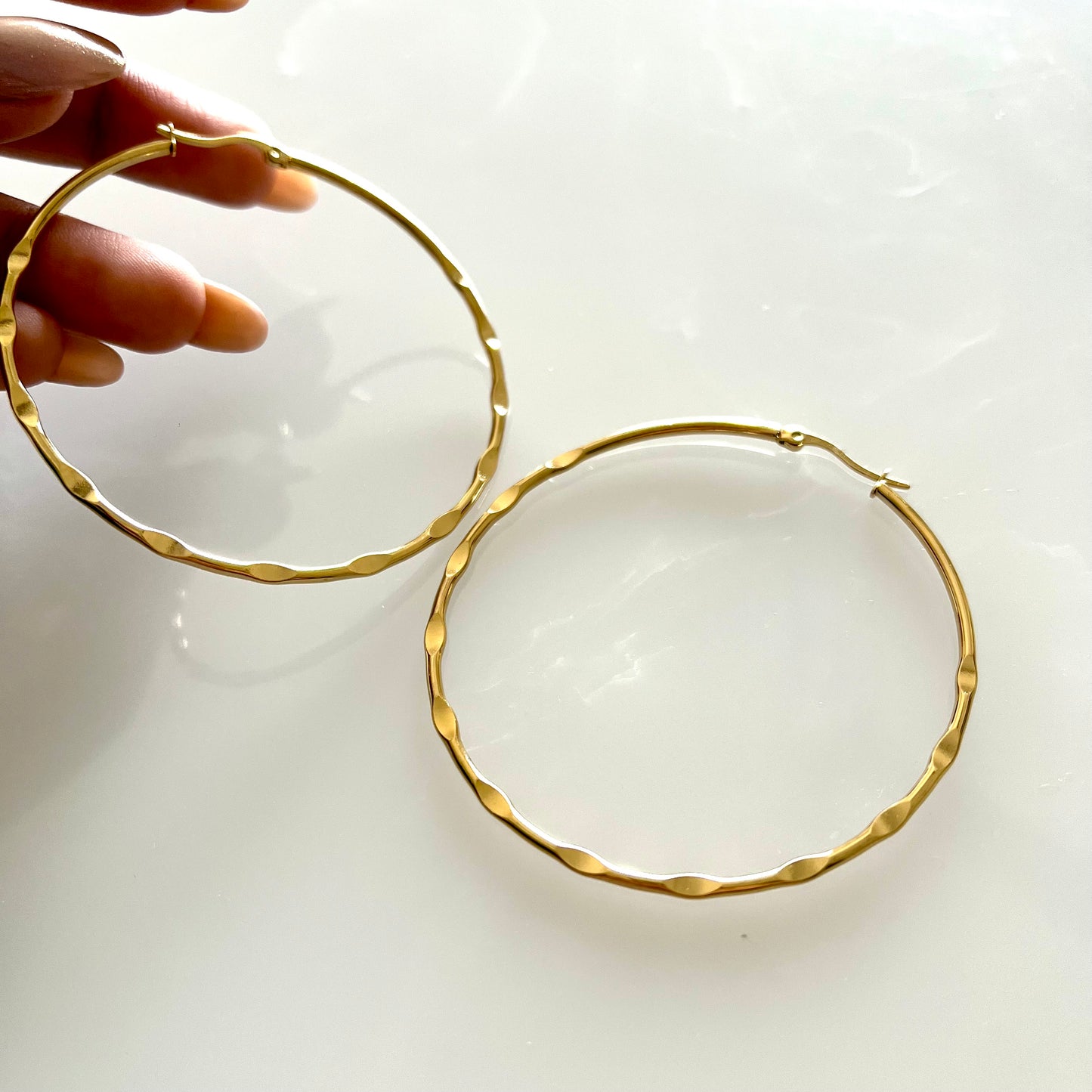 18KT Gold Plated Patterned Classic Hoop Earrings