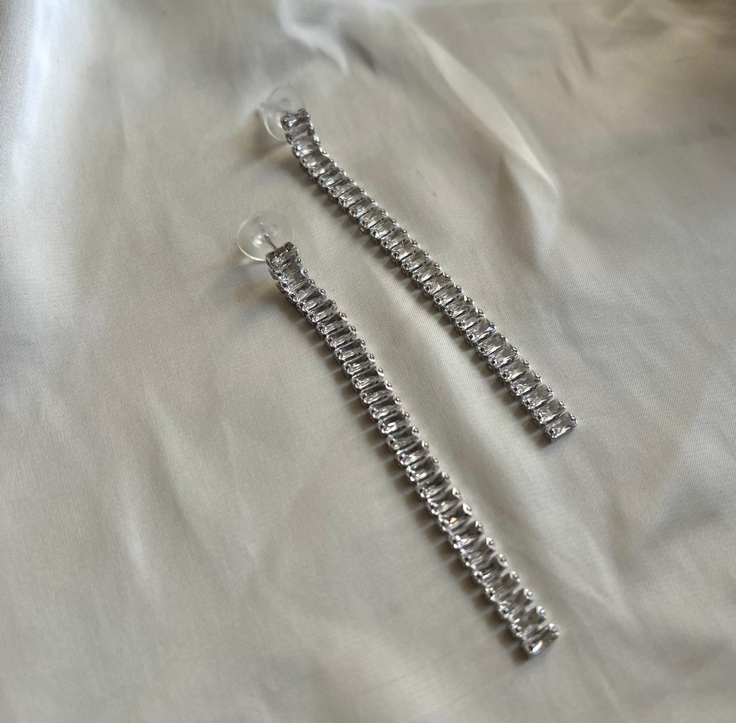 Silver Toned Neily Long Drop Earrings