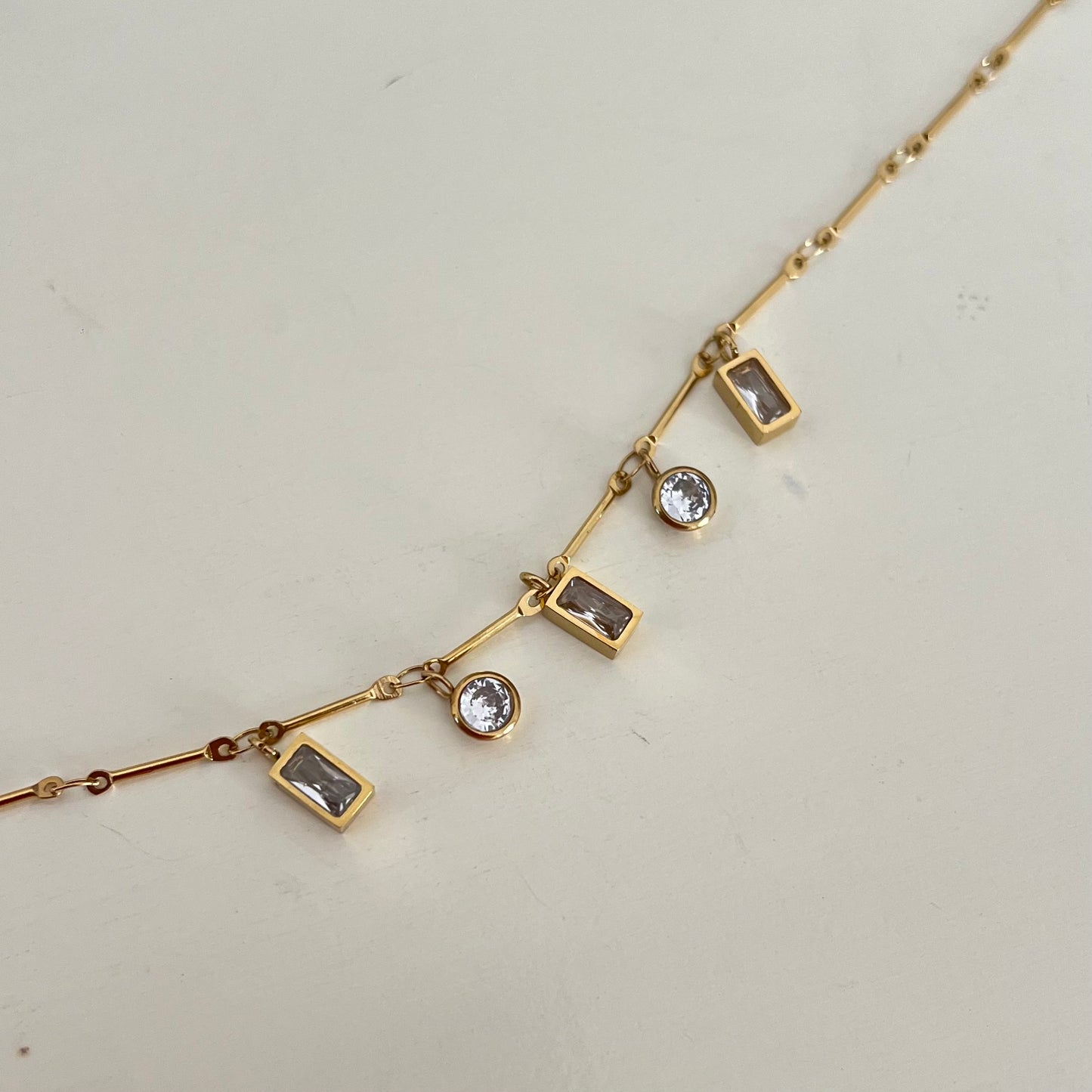 18KT Gold Plated Geometric Gemstones Charm Bracelet