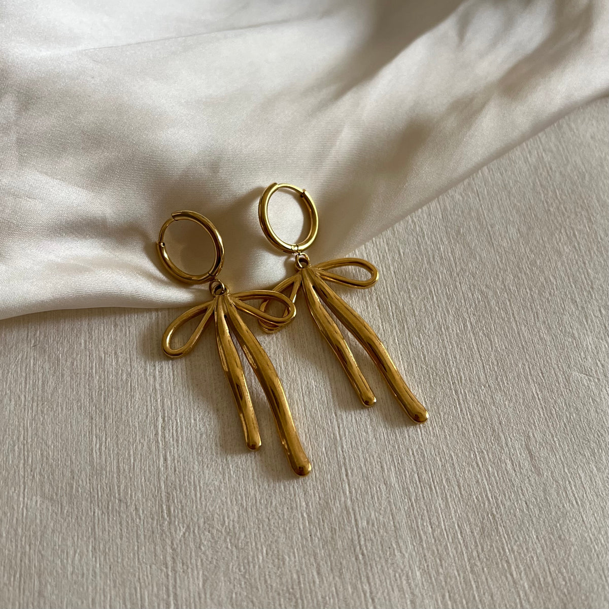 18KT Gold Plated Dropping Bow Earrings