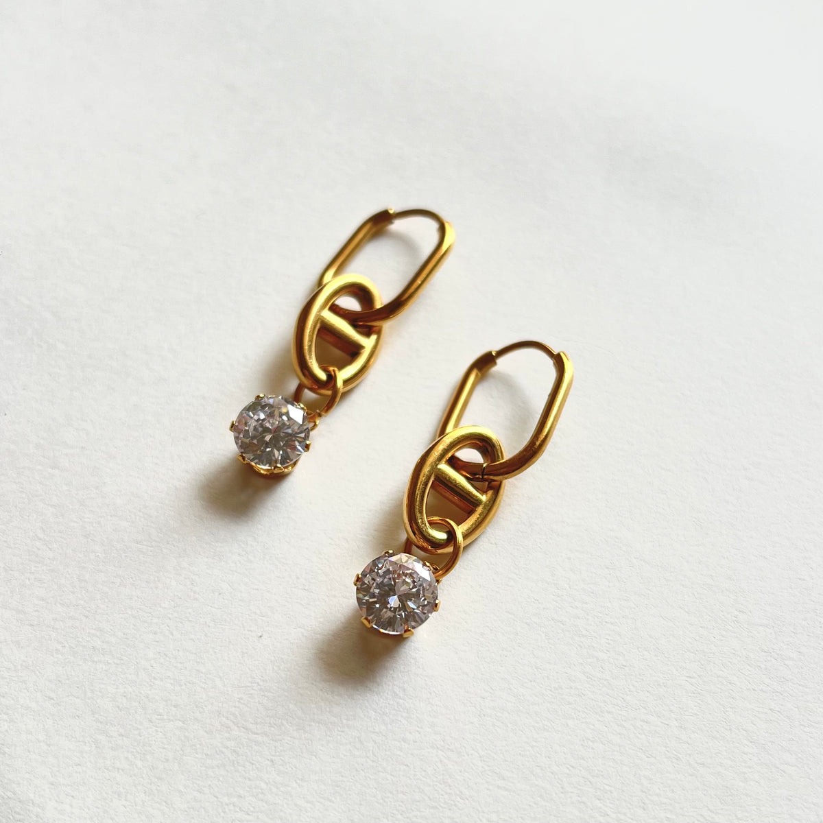 18KT Gold Plated Solitaire Multi-Purpose Drop Earrings
