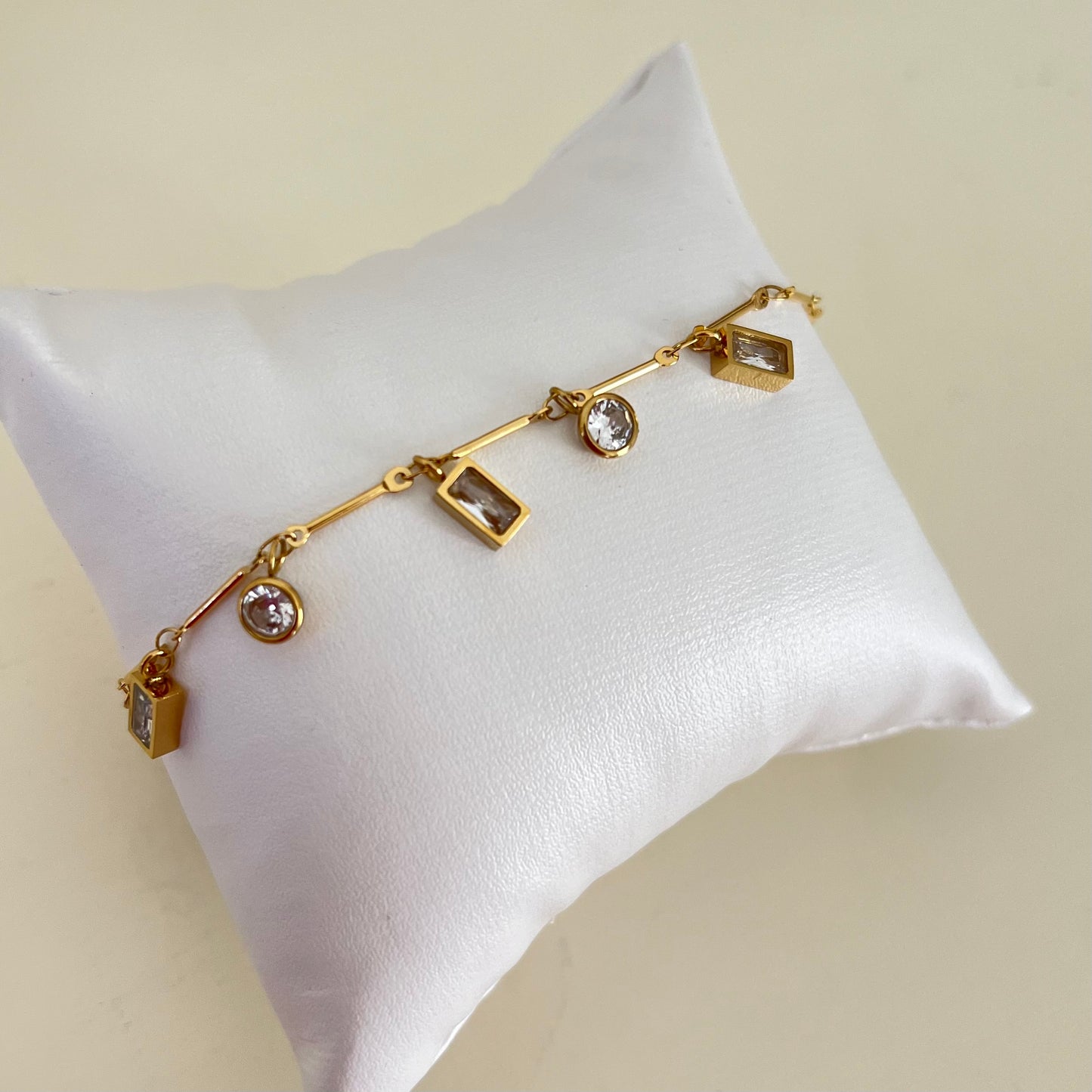 18KT Gold Plated Geometric Gemstones Charm Bracelet
