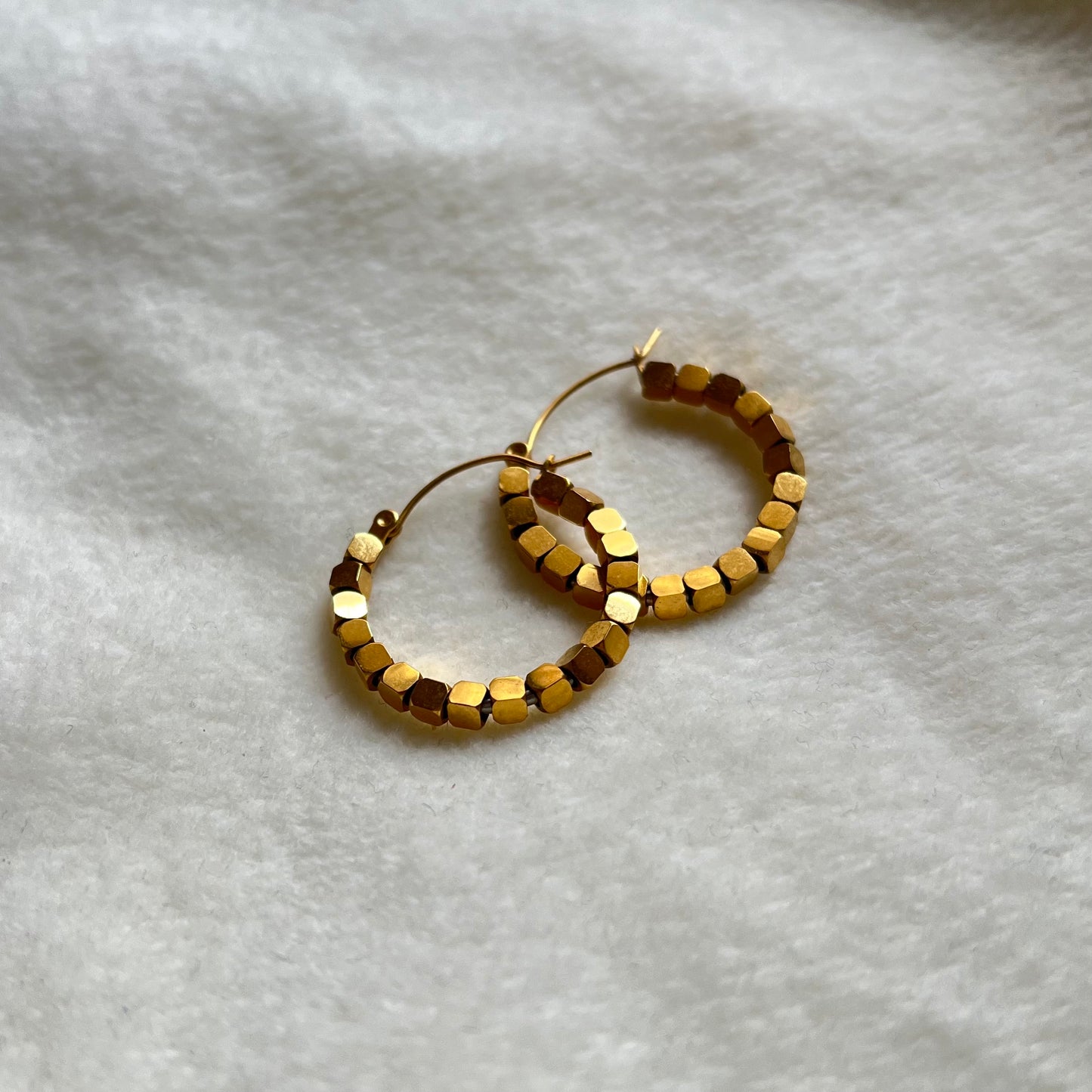 18KT Gold Plated Golden Bead Hoop Earrings