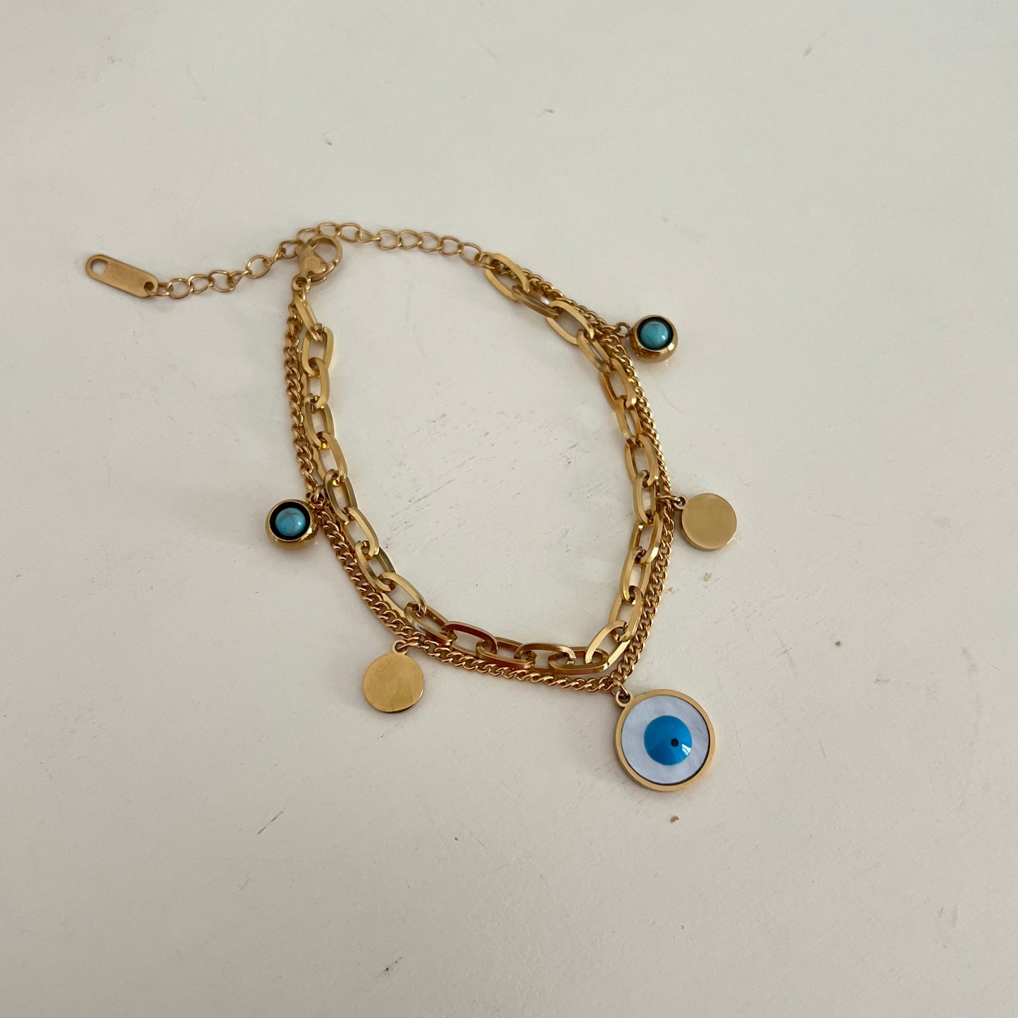 18KT Gold Plated Chunky Evil Eye Bracelet