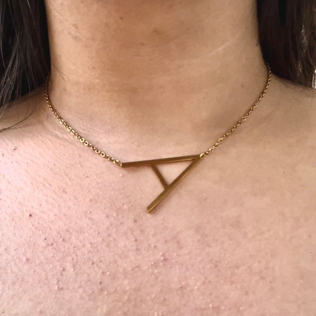 18KT Gold Plated Alexis Tilted Alphabet Necklace
