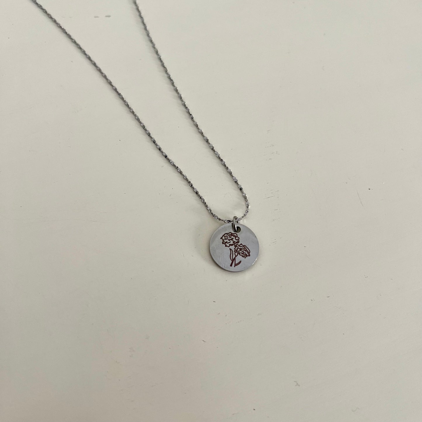 Birth flower necklace - Silver