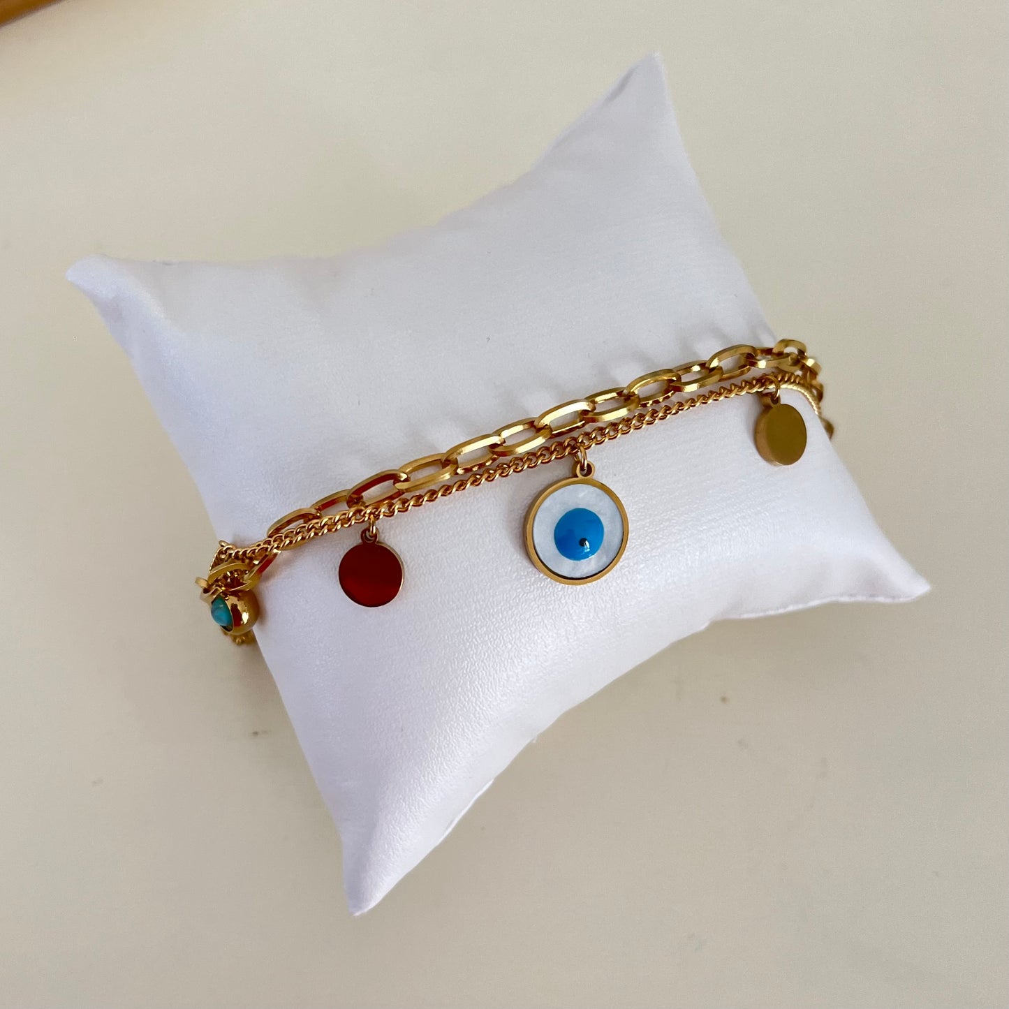 18KT Gold Plated Chunky Evil Eye Bracelet