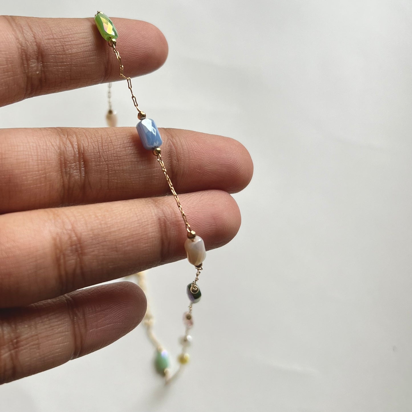 18KT Gold Plated Rainbow Gemstones Necklace