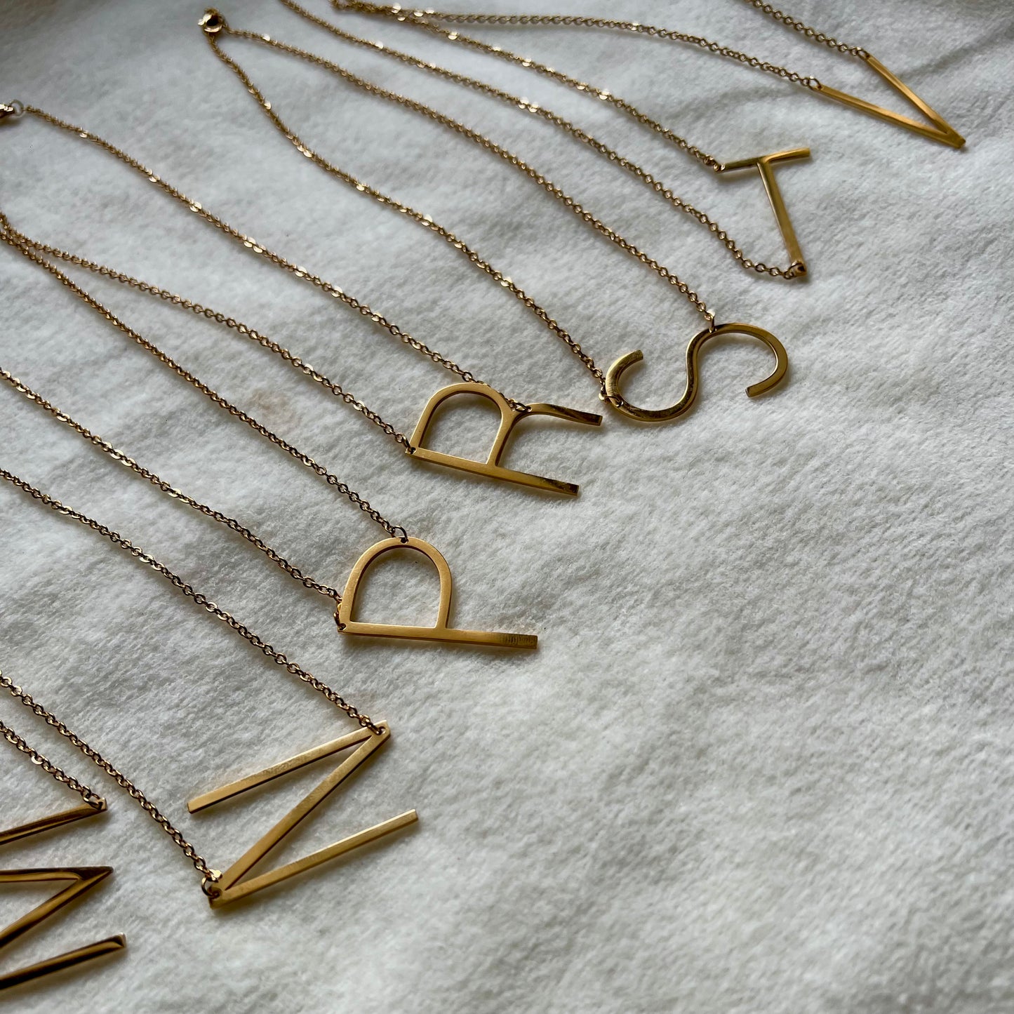 18KT Gold Plated Alexis Tilted Alphabet Necklace