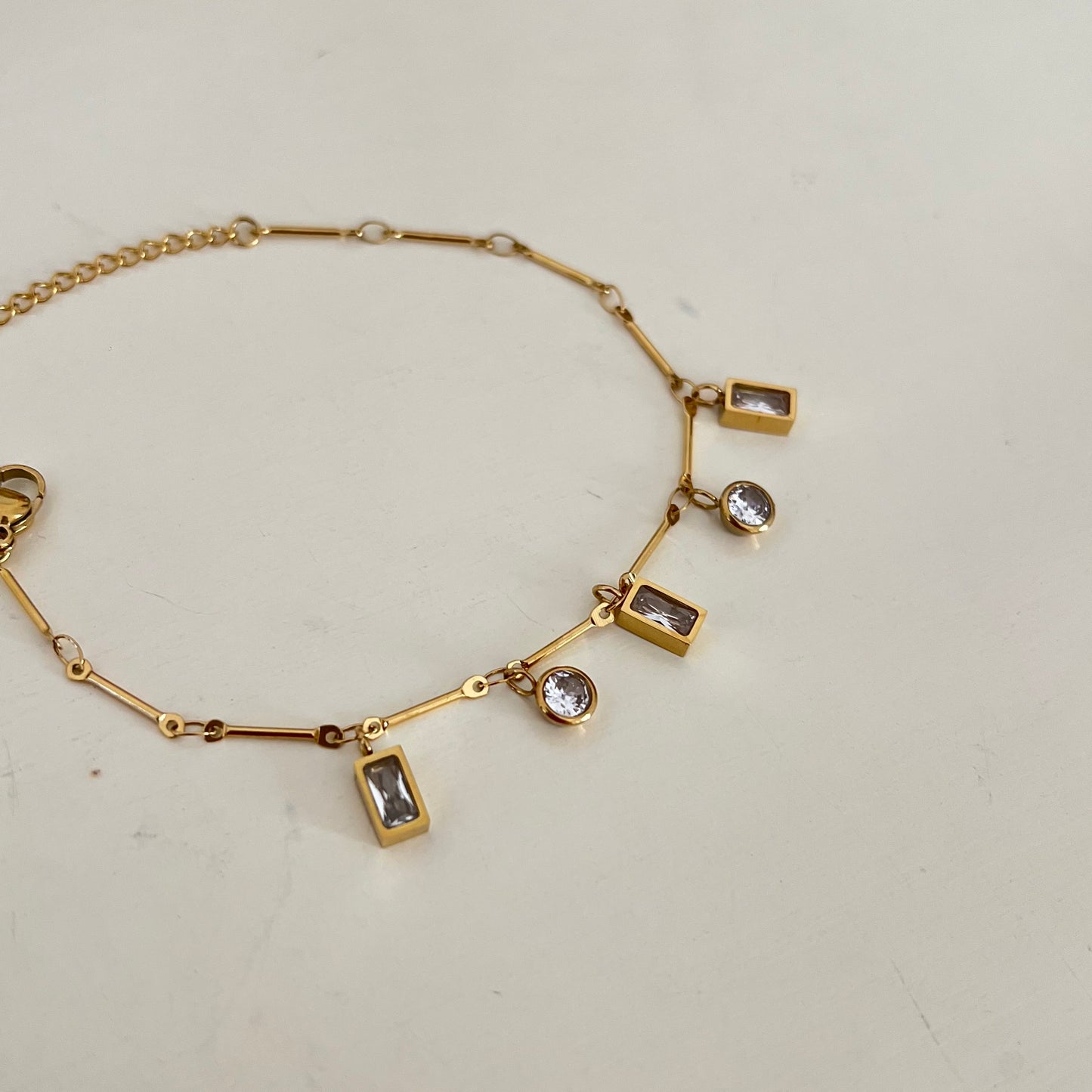 18KT Gold Plated Geometric Gemstones Charm Bracelet