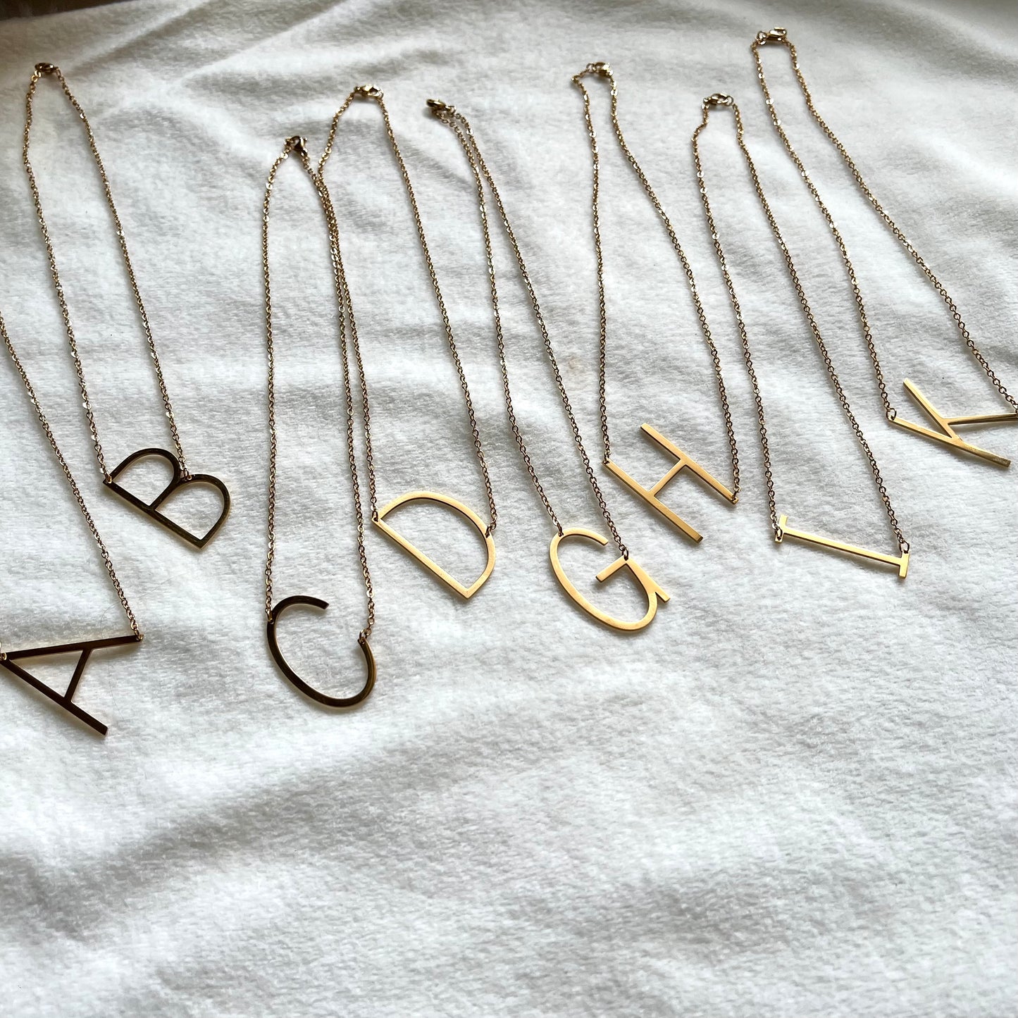 18KT Gold Plated Alexis Tilted Alphabet Necklace