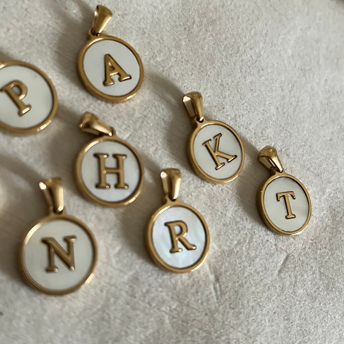 18KT Gold Plated Holographic Circle Initial Pendant necklace