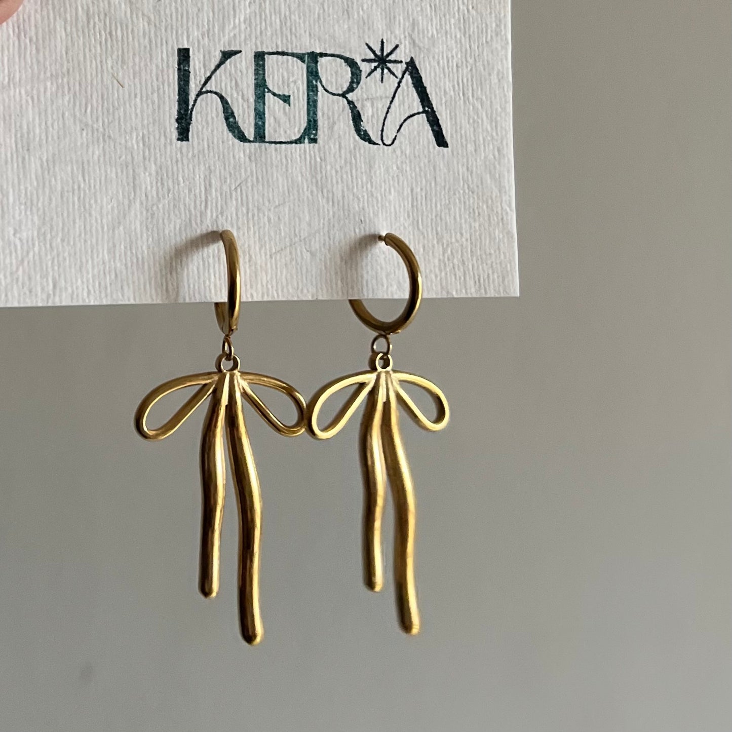 18KT Gold Plated Dropping Bow Earrings