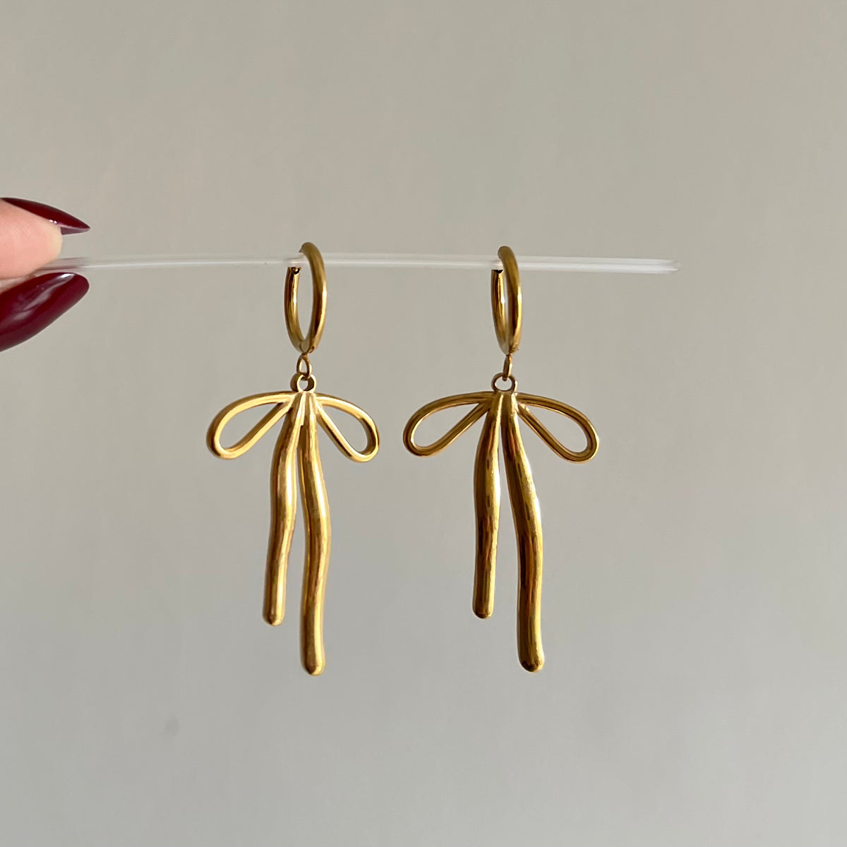 18KT Gold Plated Dropping Bow Earrings