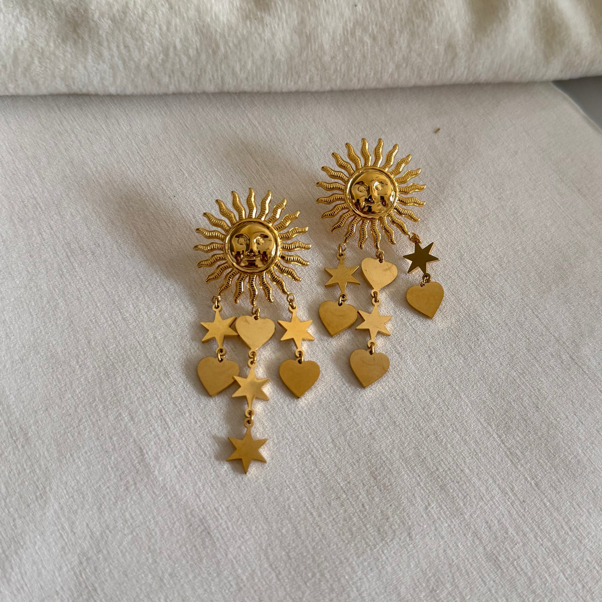 18KT Gold Plated Sun dangling earrings