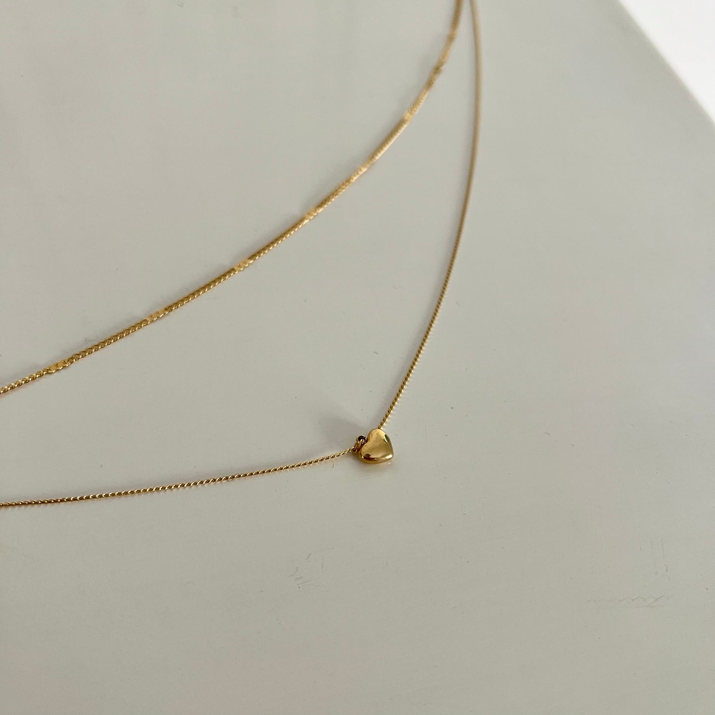 18KT Gold Plated Heart Double Chain Necklace