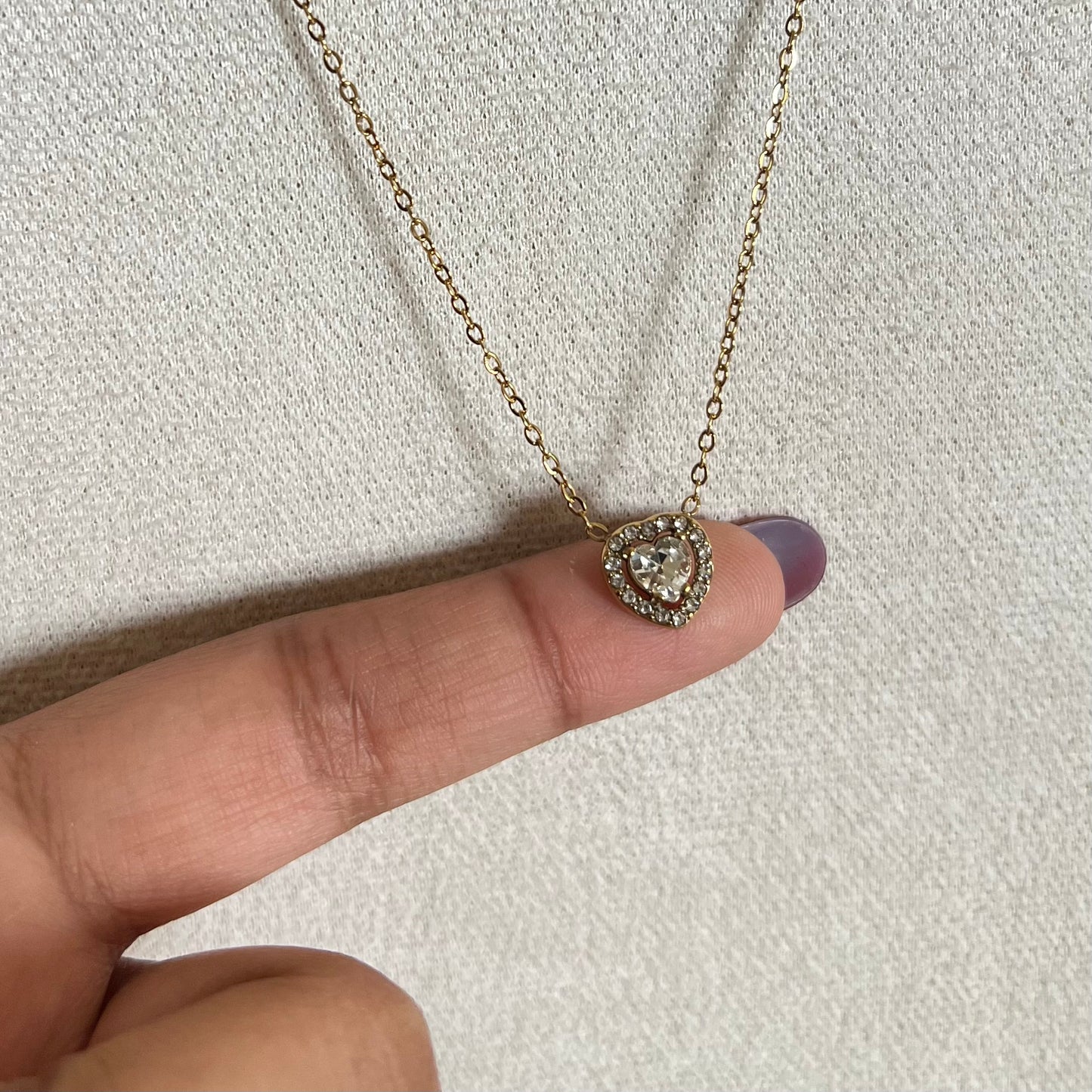 18KT Gold Plated Sparkly Heart Necklace