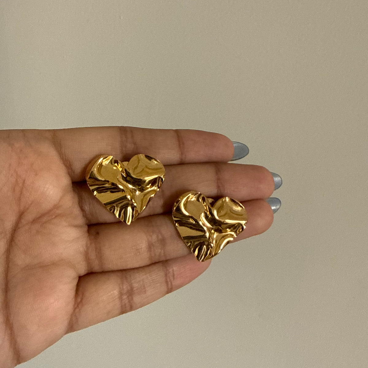 18KT Gold Plated crushed heart earrings