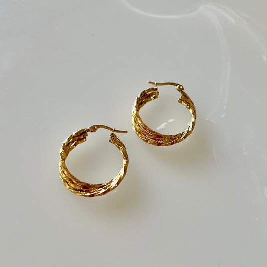 18KT Gold Plated Dressy Hoop Earrings