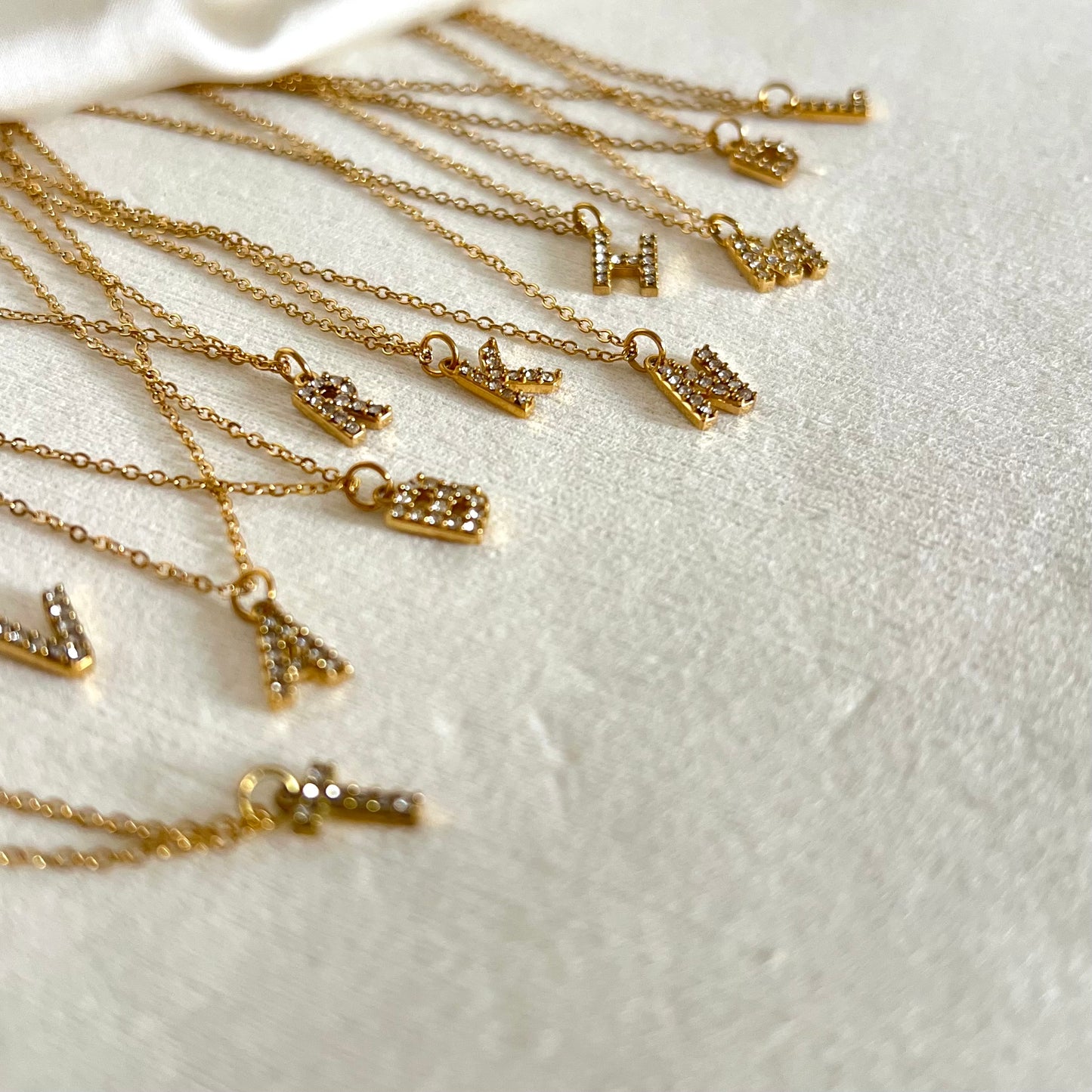 18KT Gold Plated Sparkly Initial Necklace