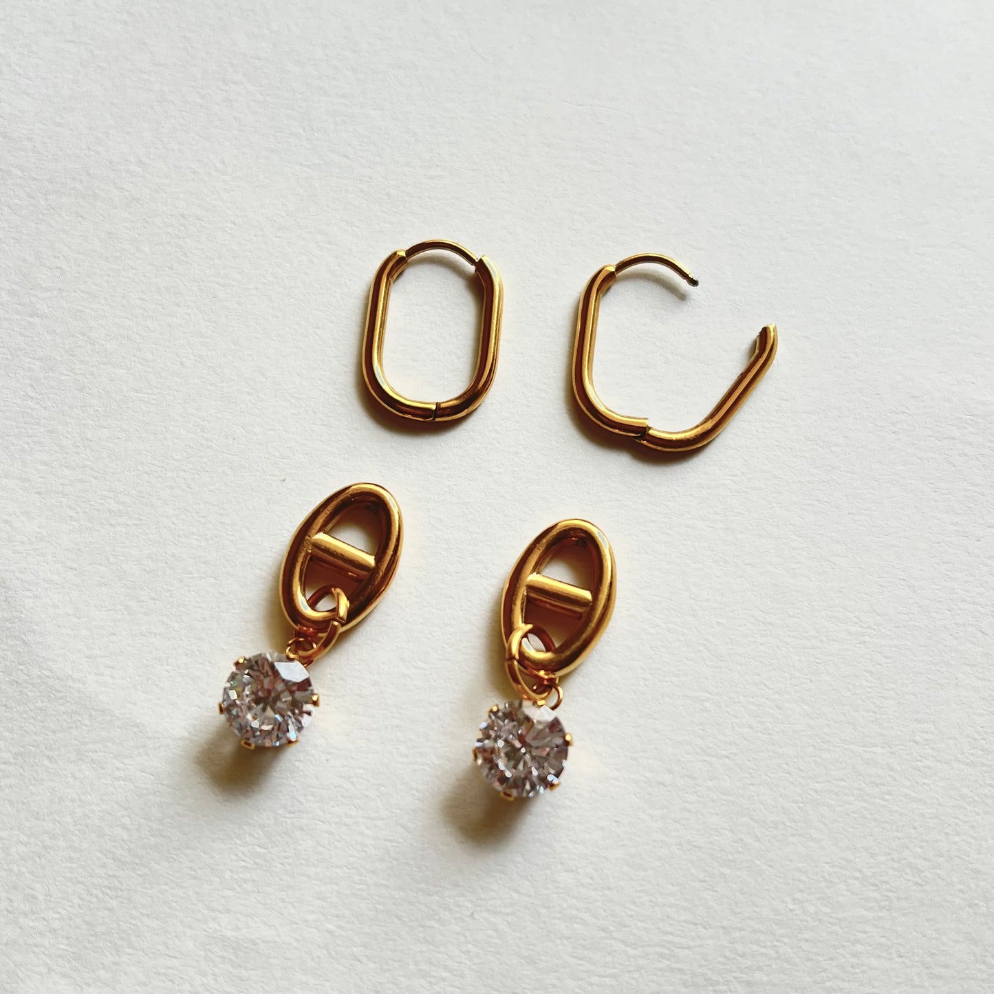 18KT Gold Plated Solitaire Multi-Purpose Drop Earrings
