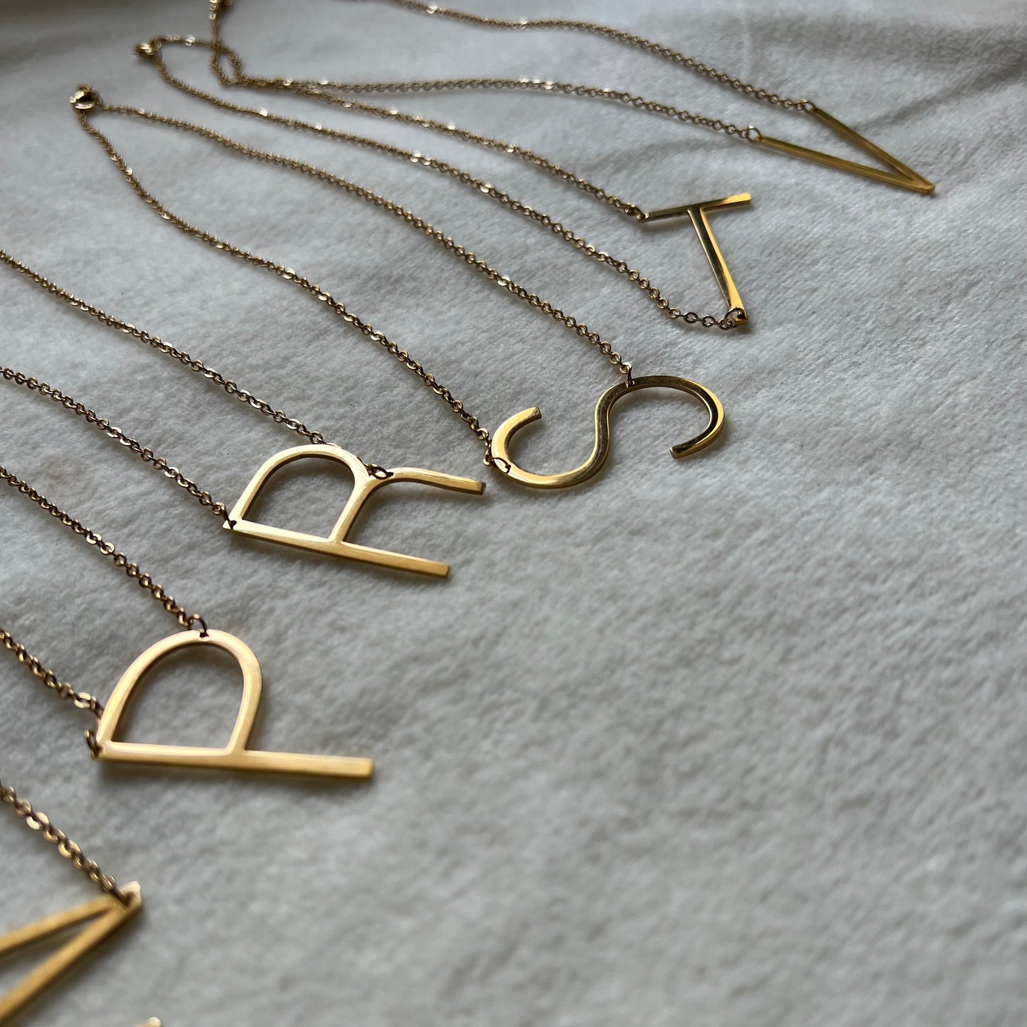 18KT Gold Plated Alexis Tilted Alphabet Necklace