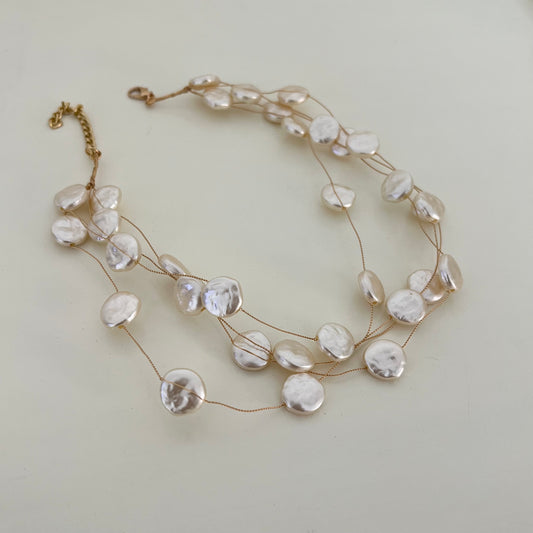 18KT Gold Plated Statement Choker Necklace with Pearls