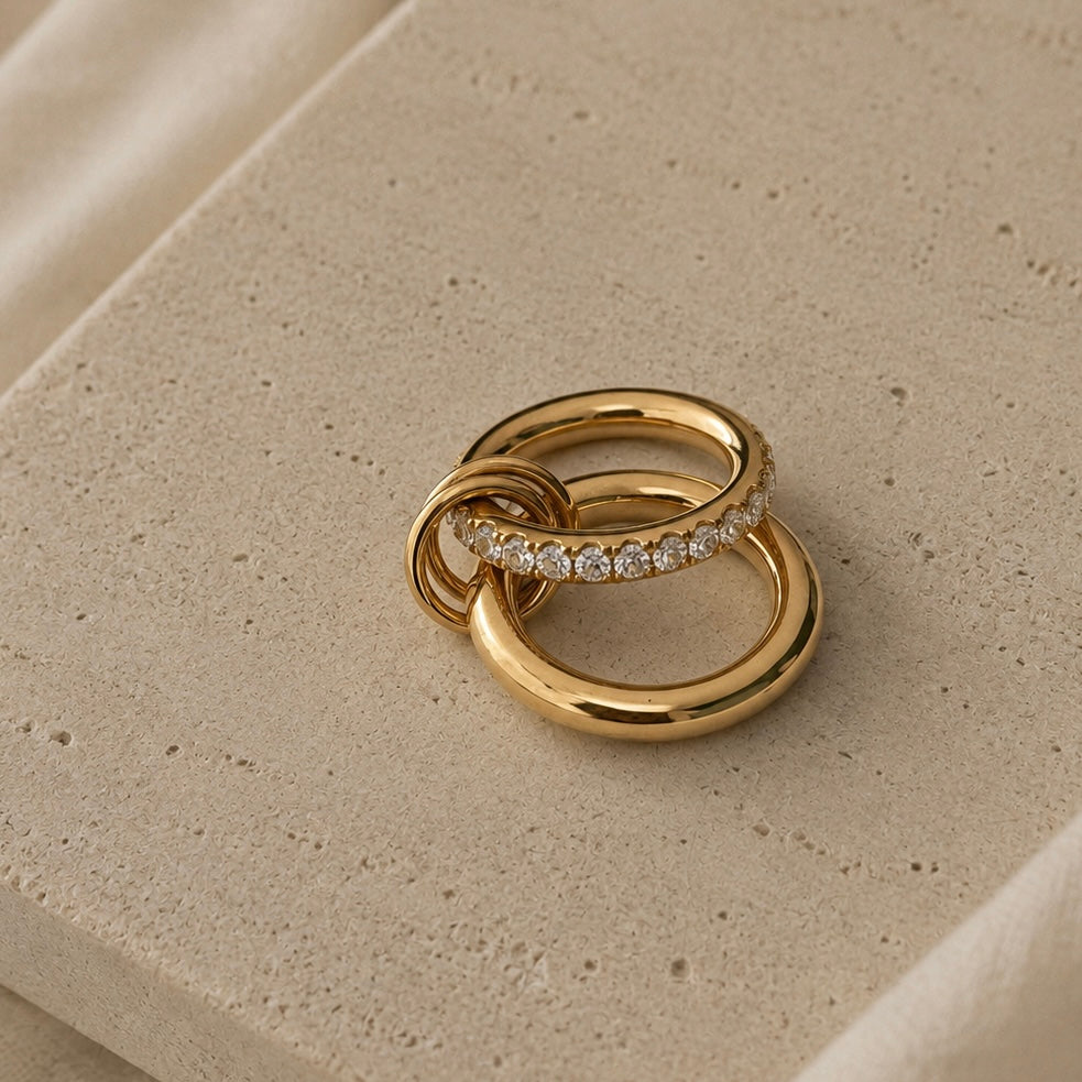 18KT gold plated ring stack