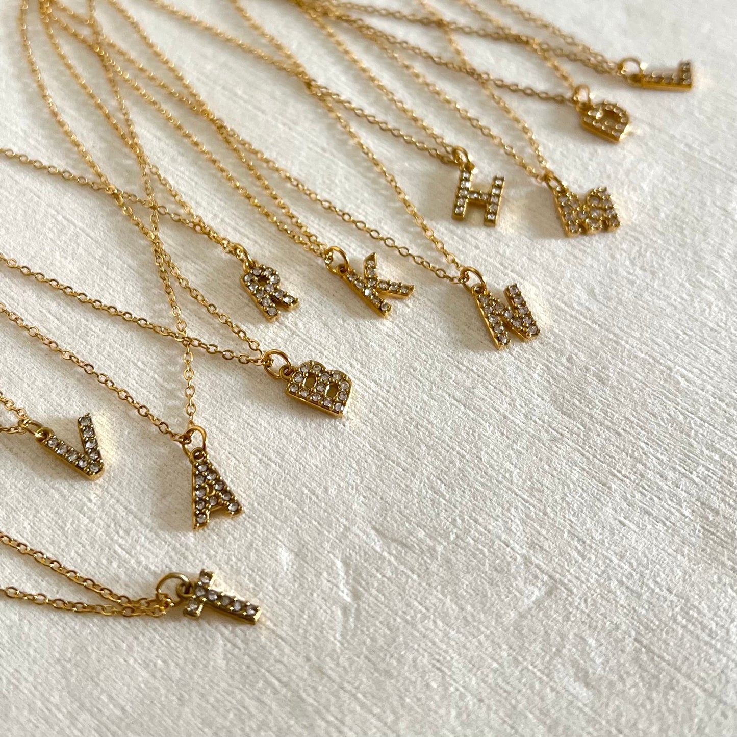 18KT Gold Plated Sparkly Initial Necklace