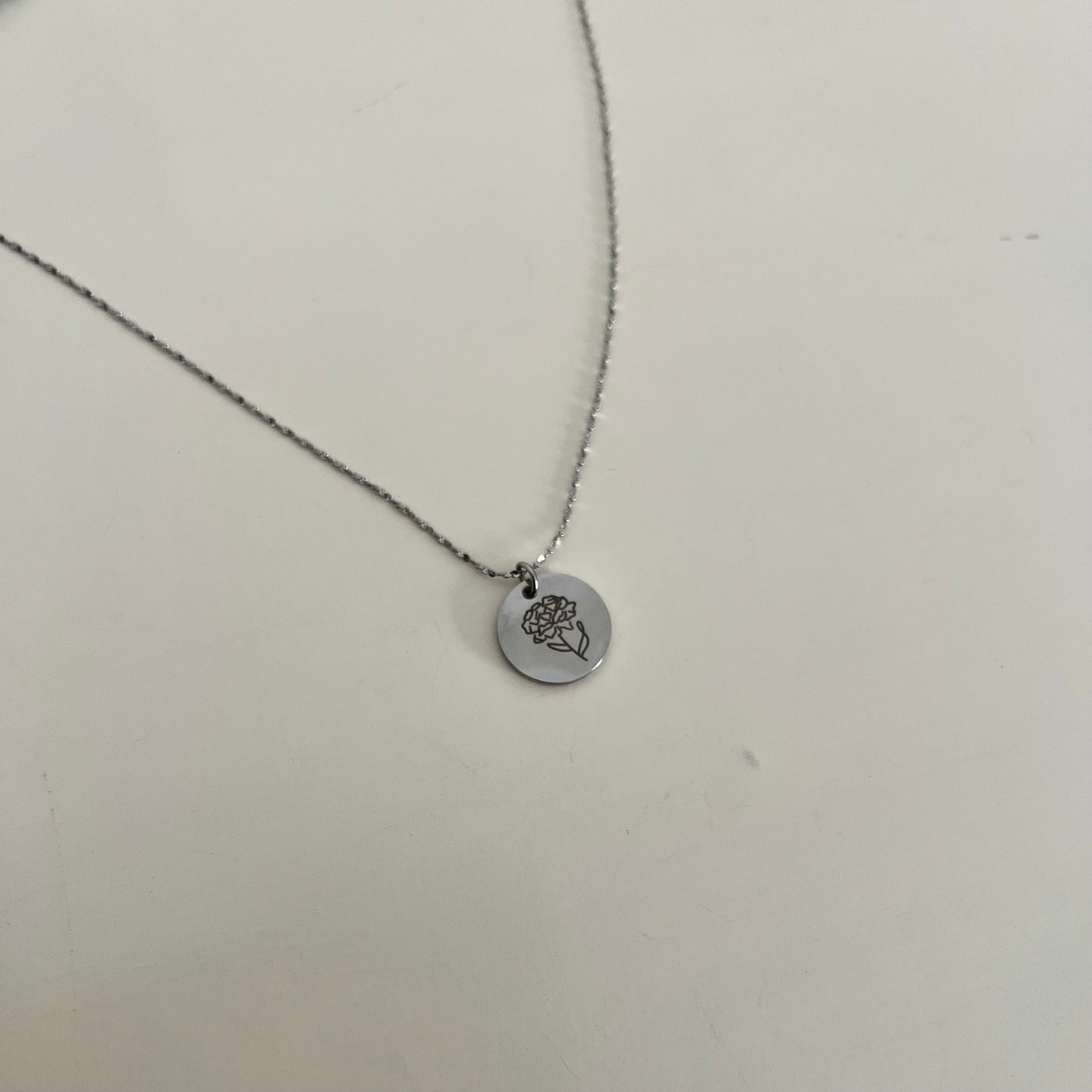 Birth flower necklace - Silver